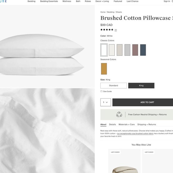 Parachute Brushed Cotton Sham Set "white" standard size - Picture 2 of 3